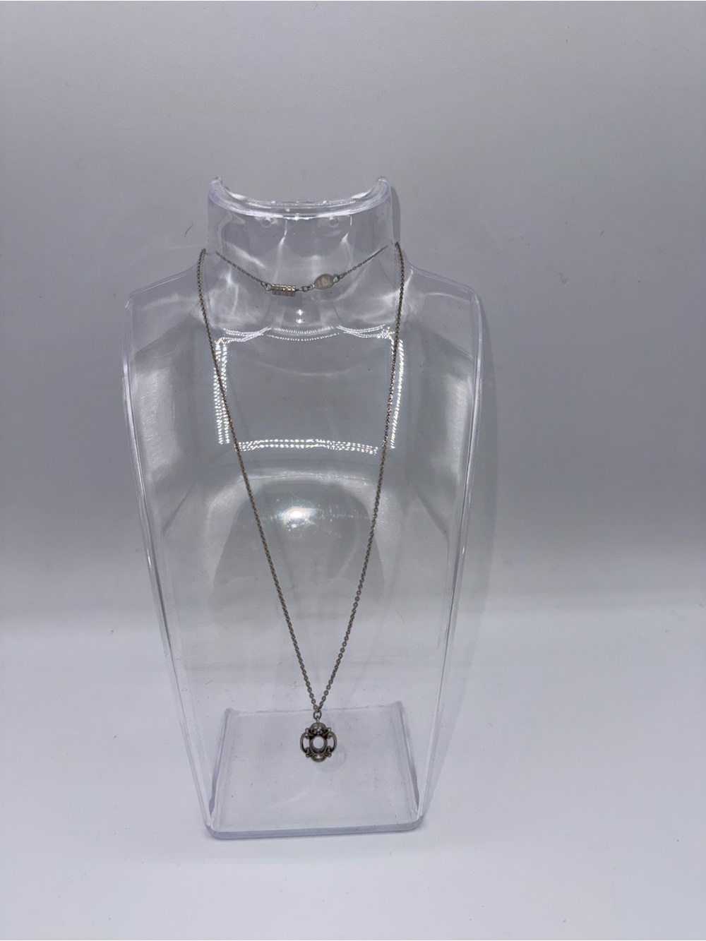 1928 Silver-Tone Layered Floral Drop Necklace